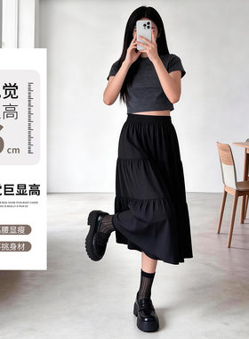 白色大摆伞裙女2026新款夏季薄款150小个子蓬蓬裙高腰a字半身裙子