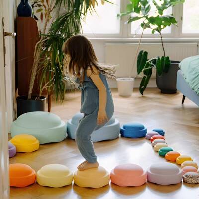 BABYFUN马卡龙彩虹迷你过河石儿童感统训器材户外版玩具叠石玩具