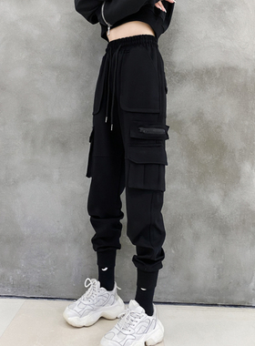 工装裤女2025秋冬新款街头显瘦高腰直筒裤束脚休闲裤美式运动长裤