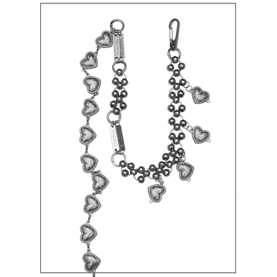 WACKYE 复古串珠银色爱心多用法裤链腰链