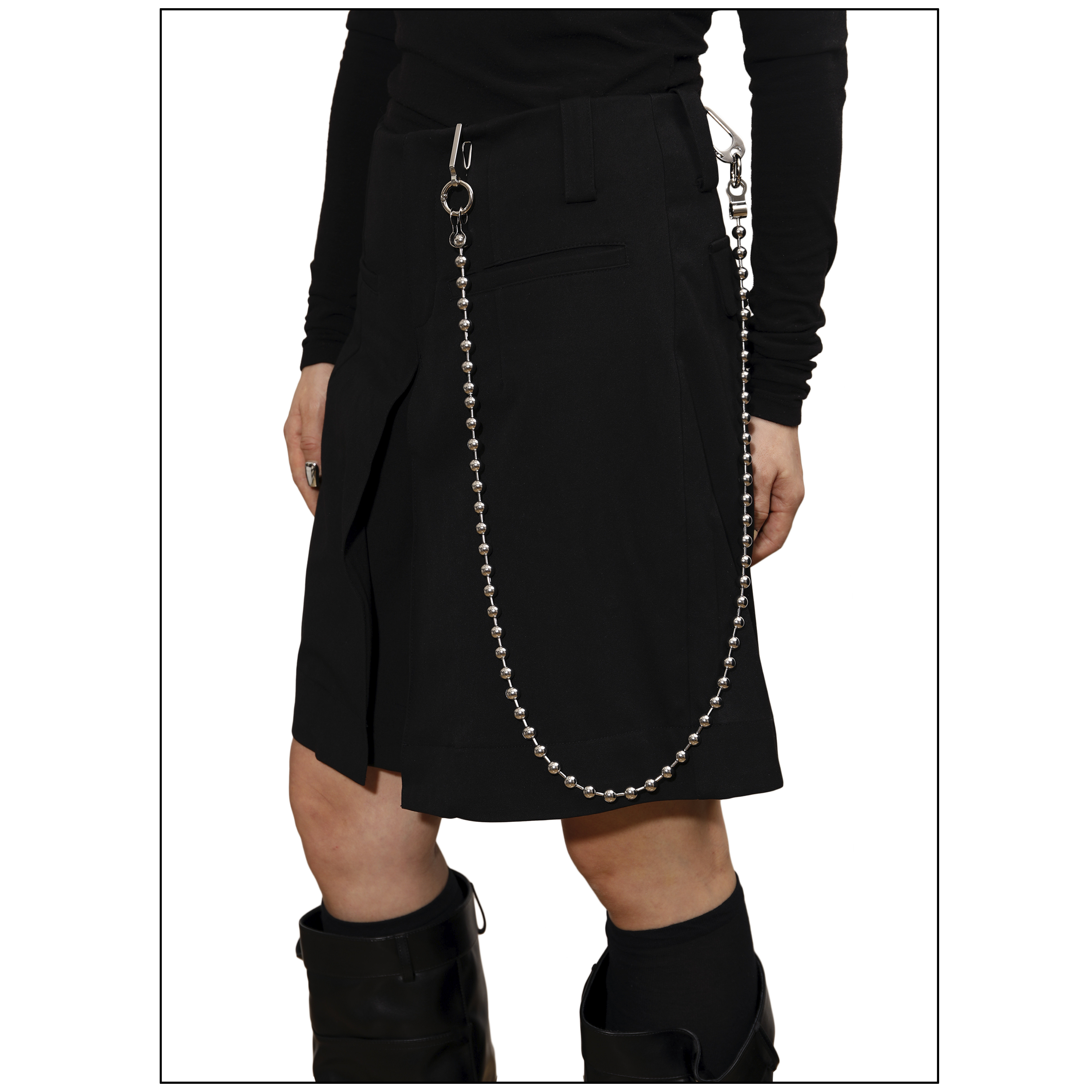 WACKYE 银色波珠链条裤链百搭简约小众街头嘻哈配饰男女款