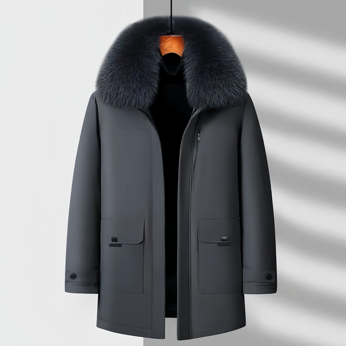 皮尔卡丹中老年加厚羽绒服男高档鹅绒中长款活里内胆爸爸冬装外套