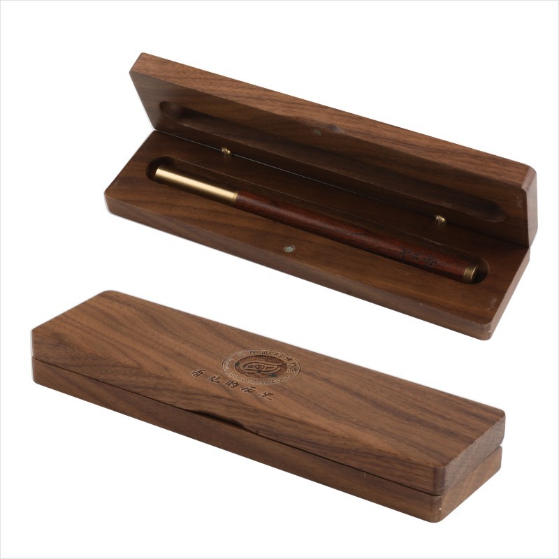 胡桃竹木复古商务刻字定制铅笔盒
