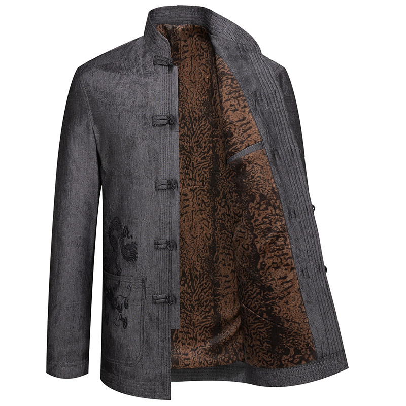 AUTUMN AND WINTER: TANG DRESS MIDDLE-AGED AND ELDERLY FATHERS JACKETS PADDED JACKETS CHINESE STYLE OLD PEOPLE GRANDFATHERS BIRTHDAYS AND FLEECE CLOTHES