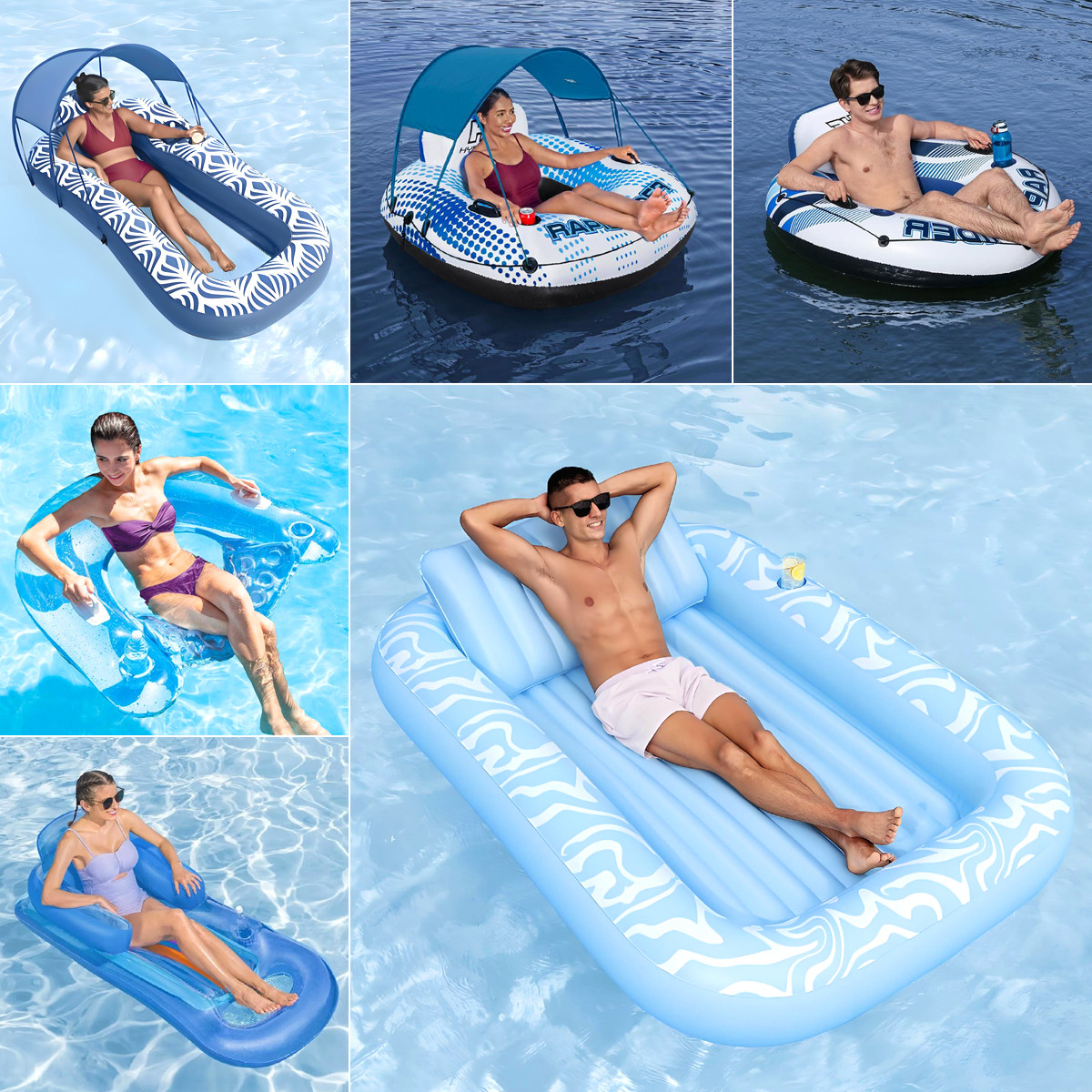 加厚单双人充气浮排成人儿童浮板游泳圈漂浮气垫浮床水上椅子沙发