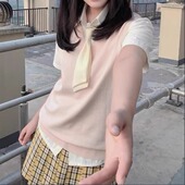 日系学院风衬衫 冰丝马甲jk原创夏季 叠穿凉感针织背心 潘特维拉