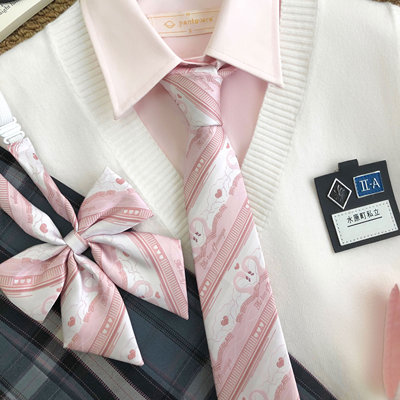 【潘特维拉】火烈鸟JK领带领结女粉色甜美日系学院风制服衬衫配饰