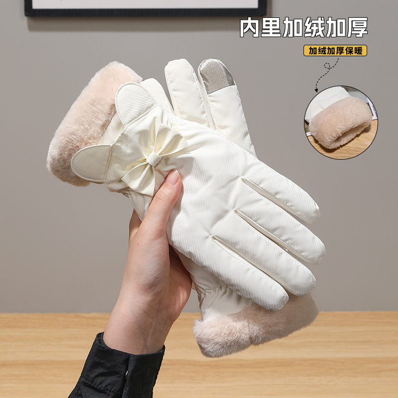 冬季可爱保暖加绒加厚骑车手套女