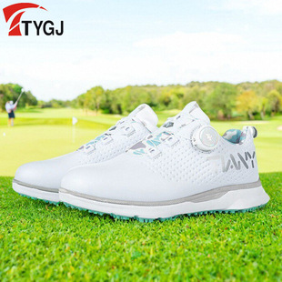 高尔夫球鞋儿童鞋轻便防滑防水旋钮松紧鞋带休闲运动鞋男女孩