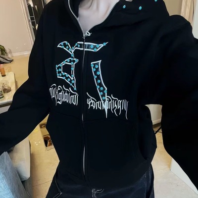 美式复古连帽卫衣女春秋季新款