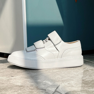 手工牛皮街头男鞋 JINIWU吾倪季 休闲运动板鞋 时尚 2025魔术贴小白鞋