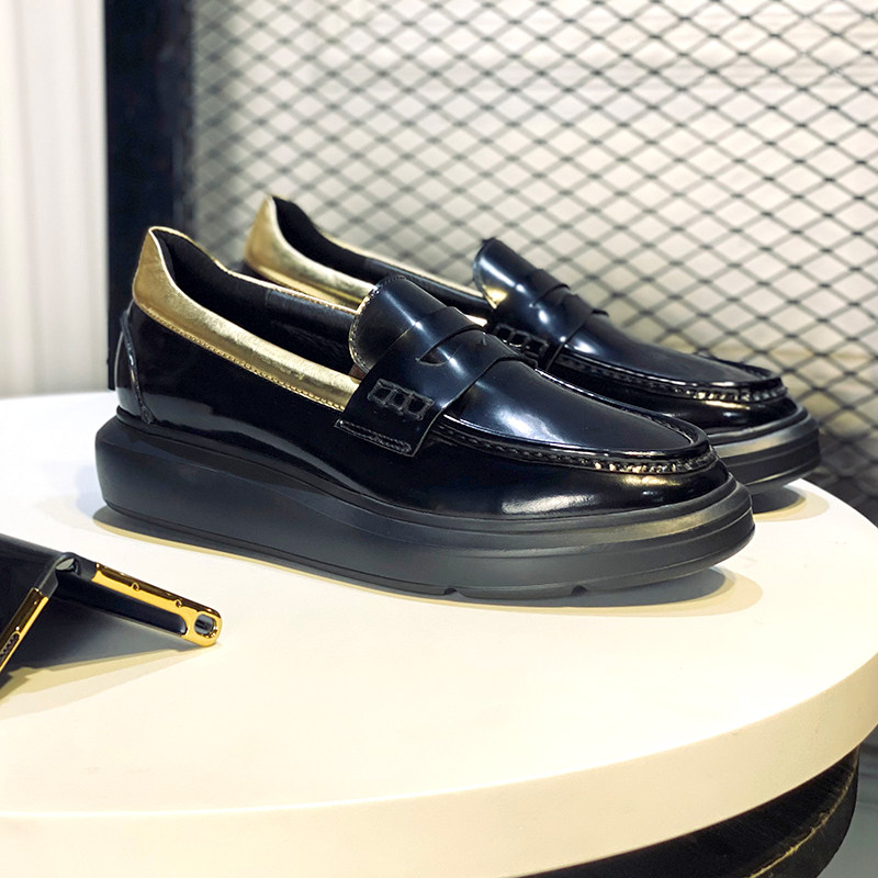 JINIWU吾倪季2025厚底拼色增高乐福鞋牛皮软底套脚圆头男士休闲鞋,流行男鞋,时尚休闲鞋,淘宝优惠券,粉丝福利购,淘宝优惠卷