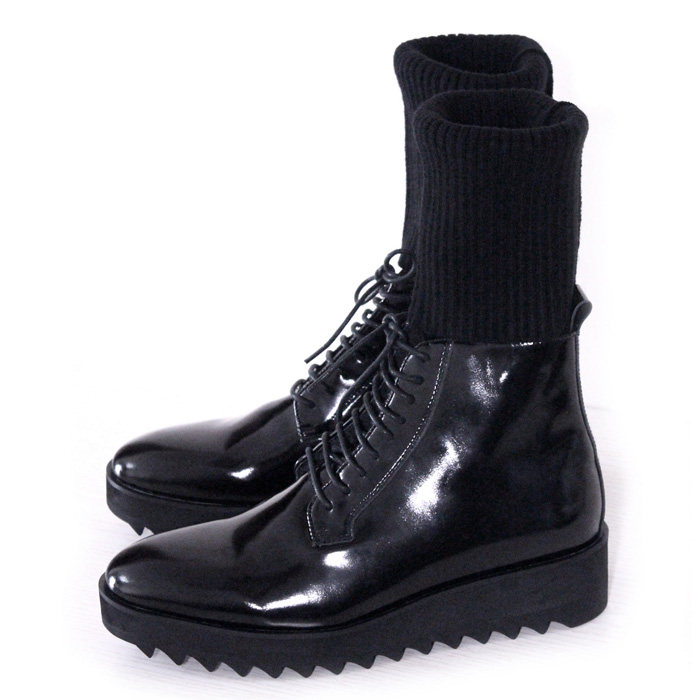 JINIWU2024新油面纯黑纯手工街头松糕系带走秀牛皮大齿厚底男靴,流行男鞋,时装靴,淘宝优惠券,粉丝福利购,淘宝优惠卷