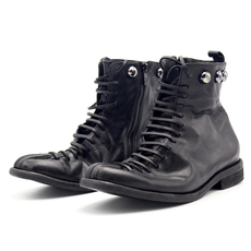 Полуботинки 水洗做旧手工扎线真皮底jiniw吾倪季2022铆钉固特异复古侧拉男靴 JINIWU