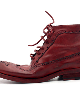 JINIWU吾倪季2024水洗固特异guidi靴纯手工后拉链复古红色短靴