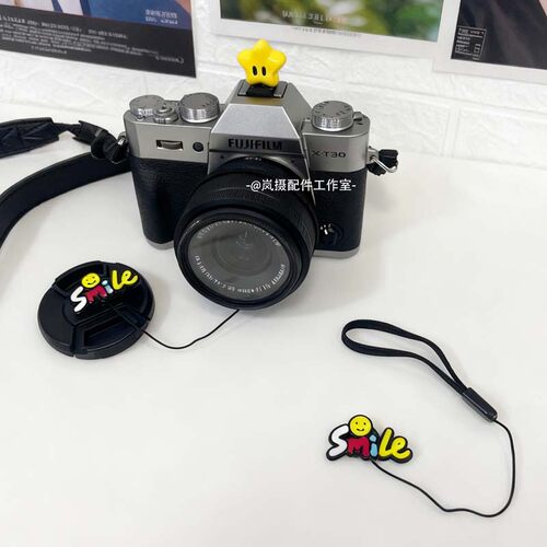 立体星星镜头盖防丢绳适用z30r50索尼zve10富士xm5xt30xs10/20xt5