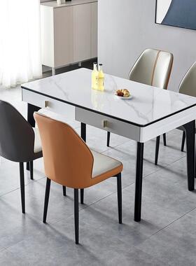 【香港包邮】实木岩板餐桌椅组合带储物抽屉长方形玉晶石吃饭桌子