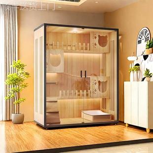 【香港包邮直运】猫窝猫别墅家用室内猫砂盆一体豪华实木不占地猫