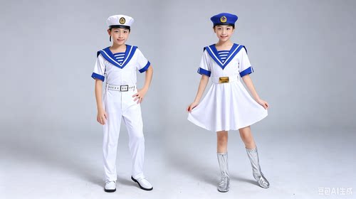 儿童小海军水手服演出服六一舞蹈服短袖学院风学生合唱服夏