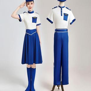 新款水兵舞服演出服男裤装女连衣裙短袖军装舞蹈广场舞仪仗队现代