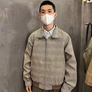 重头来过美式哈灵顿夹克男秋冬重磅千鸟格外套复古老钱风工装外套