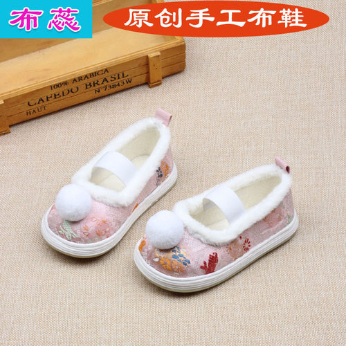 布蕊汉服鞋手工儿童加绒布鞋