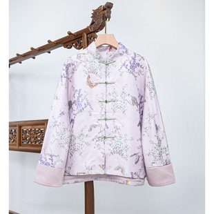 云锦百利-陆美英宋锦粉缠枝蝴蝶上衣