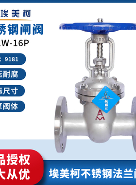 埃美柯304不锈钢法兰闸阀Z41W-16P高温耐腐蚀蒸汽水阀门9181DN100