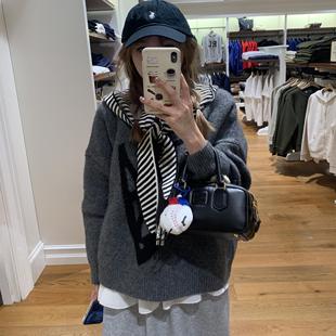 Komorebis 灰色爱心套头毛衣女秋冬新款宽松慵懒风针织衫上衣