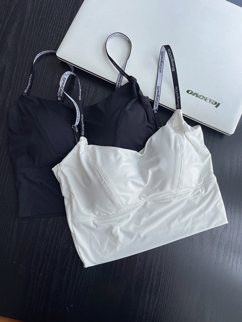 汐黛儿字母肩带夏款吊带抹胸薄款透气显瘦纯色背心女生内衣打底衣