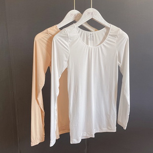 薄款无痕单件上衣亲肤百搭美体塑身衣女款秋衣黑色圆领长袖简约