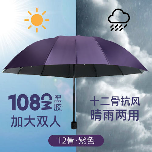 日本进口十二骨手动超大号雨伞男加固折叠伞三人伞晴雨两用防晒伞