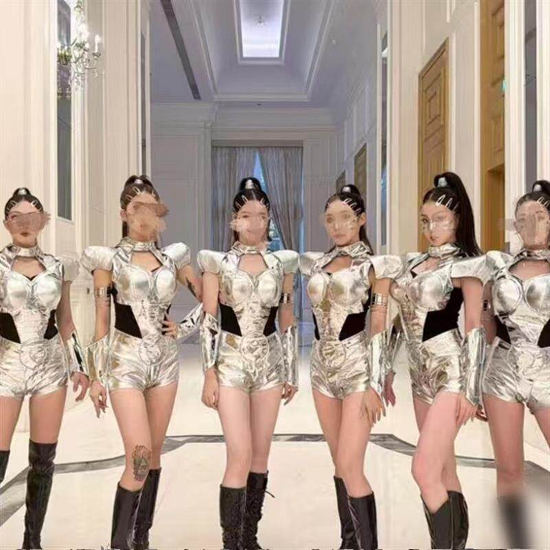 M7新款银色科技感星际战士套装张韶涵同款舞蹈酒吧走秀女团演出服