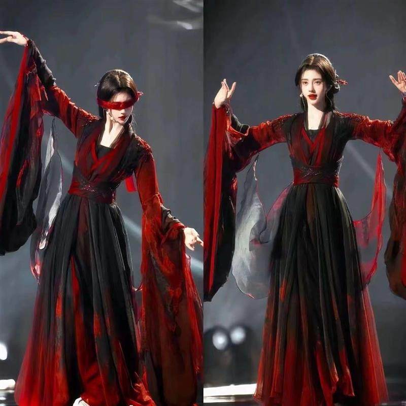 鞠婧祎同款舞蹈落秋季正品原创汉服朱砂战 国古风古装改良仙气套,女装/女士精品,汉服套装,淘宝优惠券,粉丝福利购,淘宝优惠卷