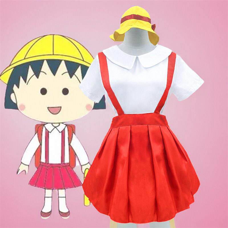 樱桃小丸子cos服成人儿童衣服樱桃子背带裙帽子六一儿童节演出服