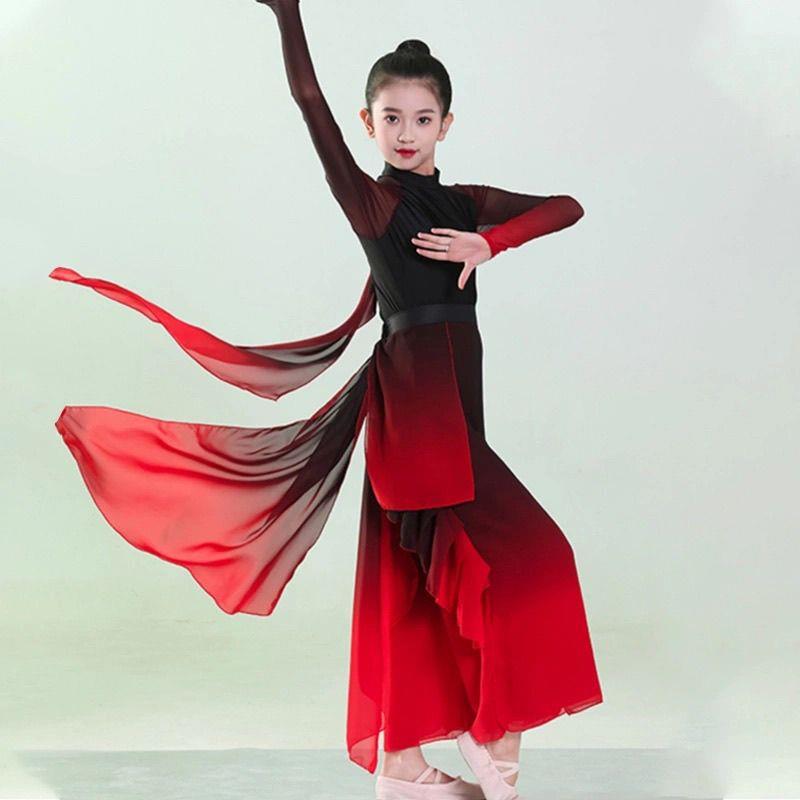 女童古典身韵舞蹈服中国风民族艺考练功服雪纺飘逸演出服