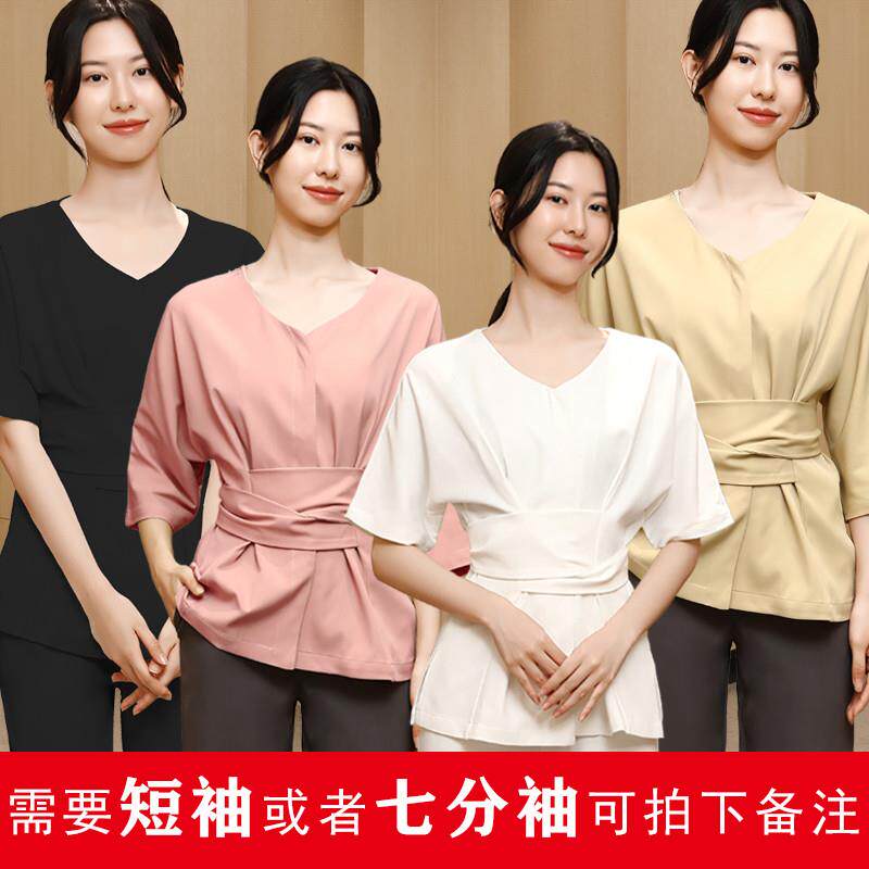 2022春夏新款美容院养生馆制服按摩桑拿spa技师工作服气质套装