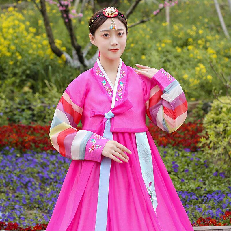 韩服女韩国传统礼服朝鲜民族套装舞蹈服拍照写真演出服送发带裙撑