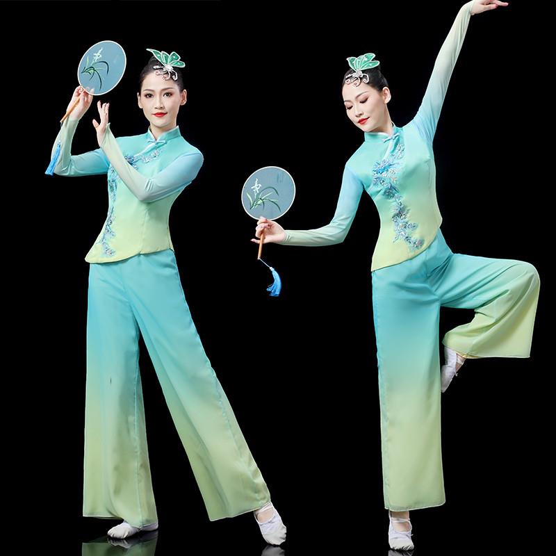 新款古典舞纱衣胶州秧歌服女飘逸演出服伞舞扇子舞中国风舞蹈服装