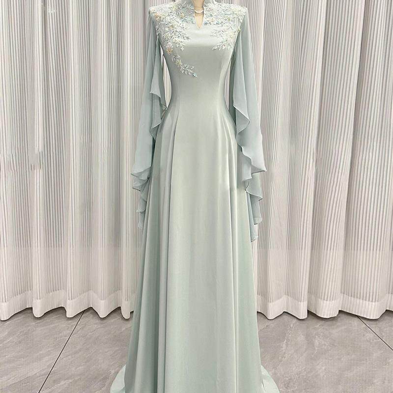 古筝演奏演出服女高端音乐生声乐艺考大合唱长裙女歌手主持人礼服