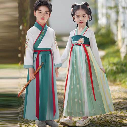 汉服男童国学服女童中国风古装三字经服装小学生新款儿童演出服夏