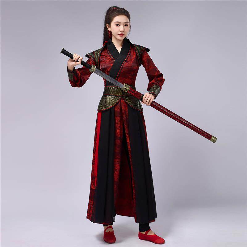 雪龙吟舞蹈演出服女中国风女侠象王行剑舞打鼓服装花木兰从军古装