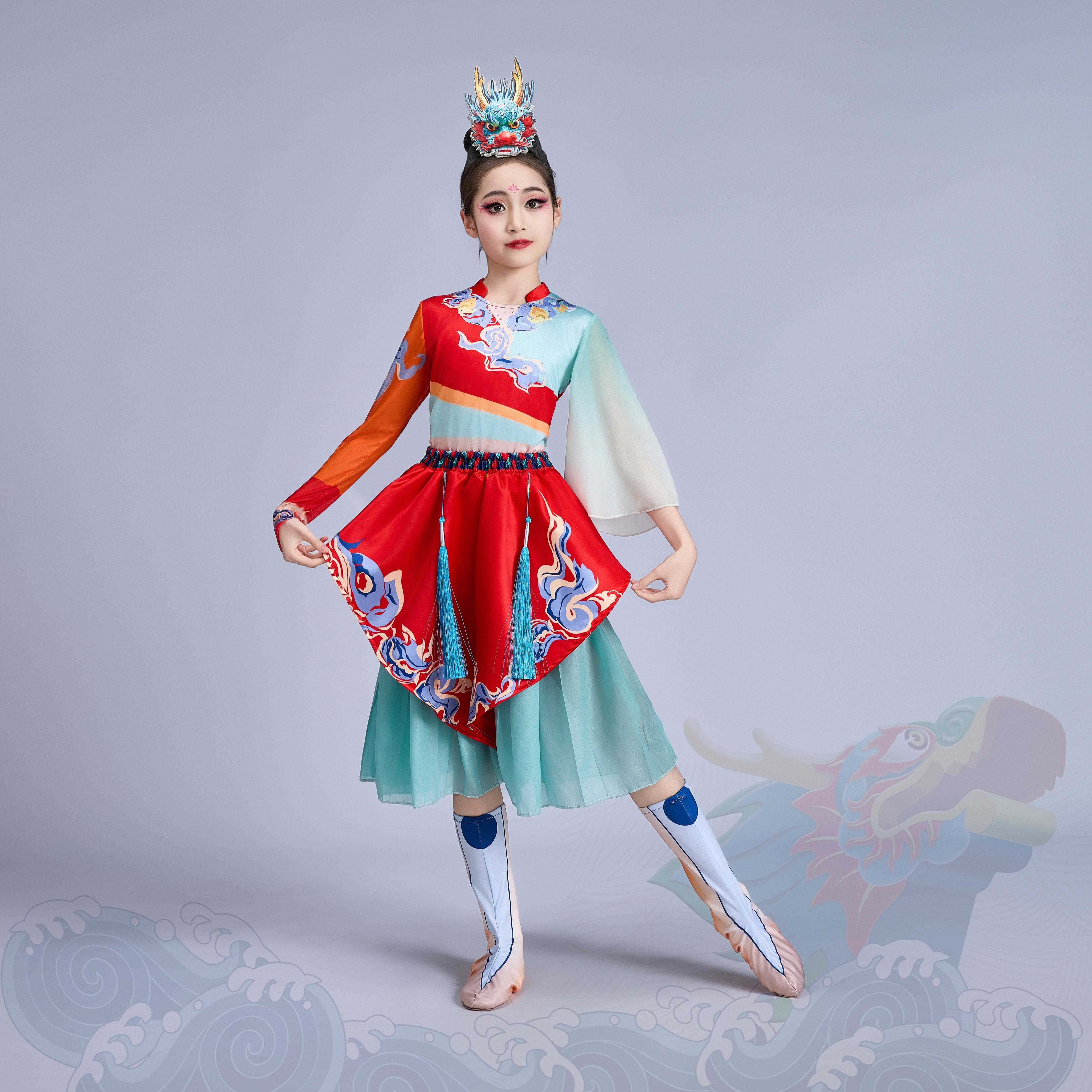 舟谣舞蹈演出服儿童RWT合唱服朗龙诵服儿打腰鼓服潮汕莺歌舞幼表