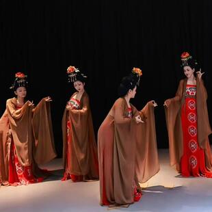 簪花仕女图舞蹈服古典舞演出服装唐制外披大袖衫汉服开场舞表演服