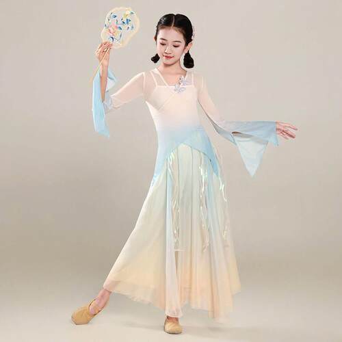 儿童艺古SHB典舞身练韵蹈渐层演出服蝴蝶纱衣中国舞表演舞功飘逸