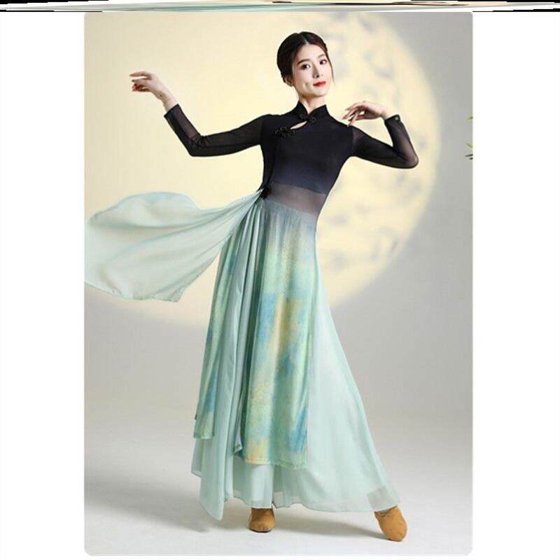 古典舞旗袍中国风练功服身韵纱衣春三月表演服不惜时光舞蹈服装女