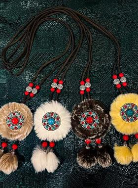 鄂温克族向日葵项链少数民族风串珠项圈毛衣链子蒙古族藏饰品颈炼