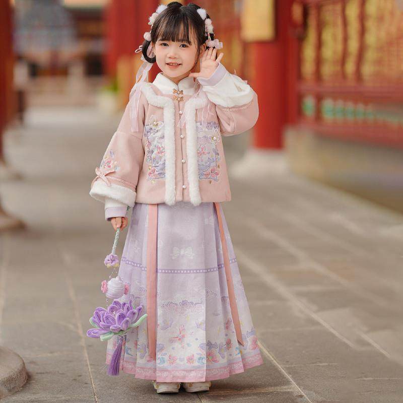 明制儿童汉服女童拜年服加绒加厚马面裙套装女孩公主裙古装演出服,童装/婴儿装/亲子装,汉服,淘宝优惠券,粉丝福利购,淘宝优惠卷