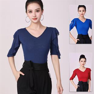 时尚摩登舞服女成人拉丁舞社交舞上衣夏季新款跳舞舞蹈表演服舞衣