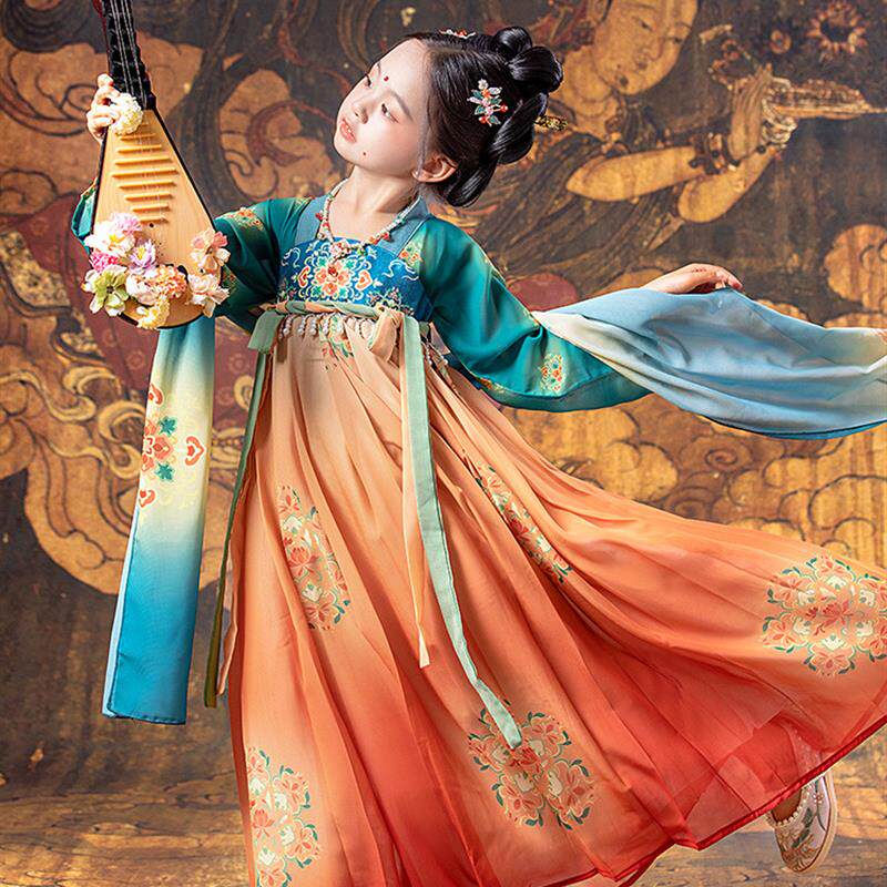 女童飞天汉服中秋嫦娥仙子古装敦煌超仙中国风古风大唐公主演出服
